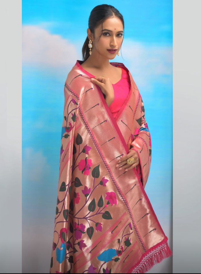 Semi Paithani Silk Saree (adi78601)