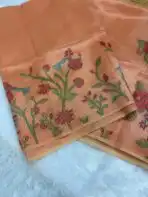 Muga silk cotton (saree) - Peach - Image 3