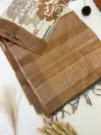 Whispers of earth (Jute Tussar saree) - Mustard - Image 2