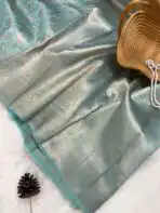 Kanmani (Saree) - Cyan blue - Image 4