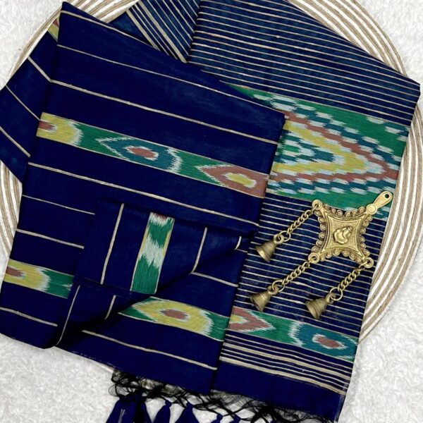 Pochampalli on Cotton - Navy blue