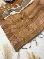 Whispers of earth (Jute Tussar saree) - Mustard - Image 4