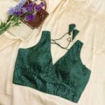 Zaara sequinned blouse in Bottle green