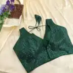 Zaara sequinned blouse in Bottle green - Image 2