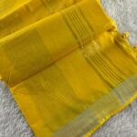 Linen with Silver Tissue border - Yellow