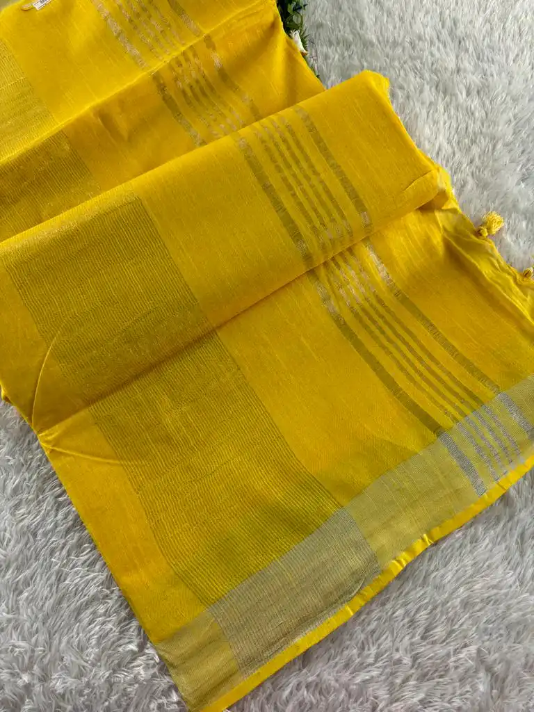 IMG-20240110-WA0001-1-1.jpg Linen with Silver Tissue border - Yellow - Image 1