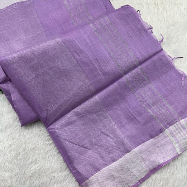 Linen with Silver Tissue border - Lilac