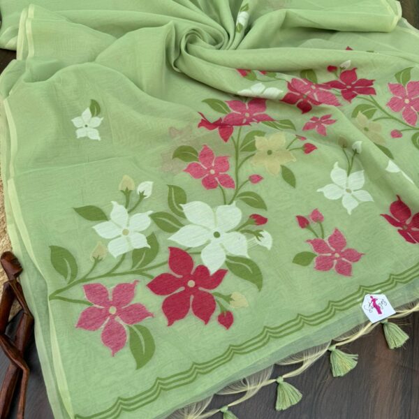 Florals on Muga - Pistachio green