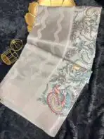 Kundavai (Saree) - Silver grey - Image 5