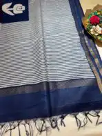 Tussar cotton silk - Indigo - Image 3