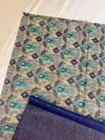 Ikkat printed Tussar cotton silk - Navy blue - Image 3