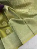 Svarna (Tissue Kancheevaram silk) - Golden green - Image 3