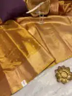 Svarna (Tissue Kancheevaram silk) - Sunset Orange - Image 2
