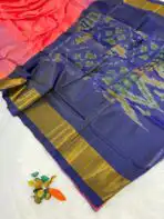 Pochampalli Soft silk - Hot peach - Image 2