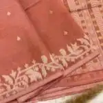 Peach saree with Janani weaving on Mul cotton