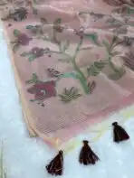 Muga silk cotton (saree) - Pastel pink - Image 3