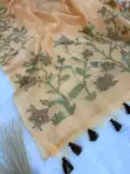 Muga silk cotton (saree) - Ivory - Image 4