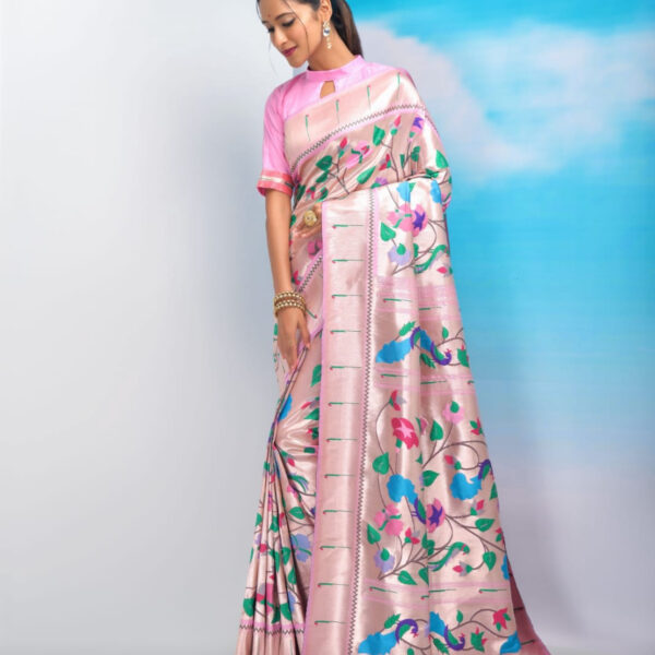 Paithani Semi silk - Baby pink
