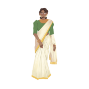 Pleated over shoulder (Pinned and removable)
