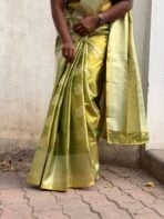 Svarna (Tissue Kancheevaram silk) - Golden green - Image 8