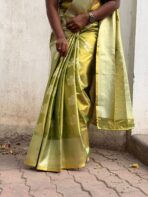 Svarna (Tissue Kancheevaram silk) - Golden green - Image 8