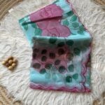 Organza Saree with floral print and scalloped resham border - SY102