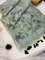 Muga silk cotton (saree) - Ice blue