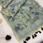 Muga silk cotton (saree) - Ice blue