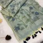 Muga silk cotton (saree) - Ice blue