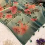 Whispers of spring (saree) - Forest green