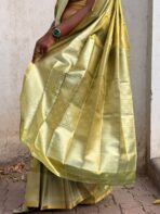 Svarna (Tissue Kancheevaram silk) - Golden green - Image 9