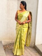 Svarna (Tissue Kancheevaram silk) - Golden green