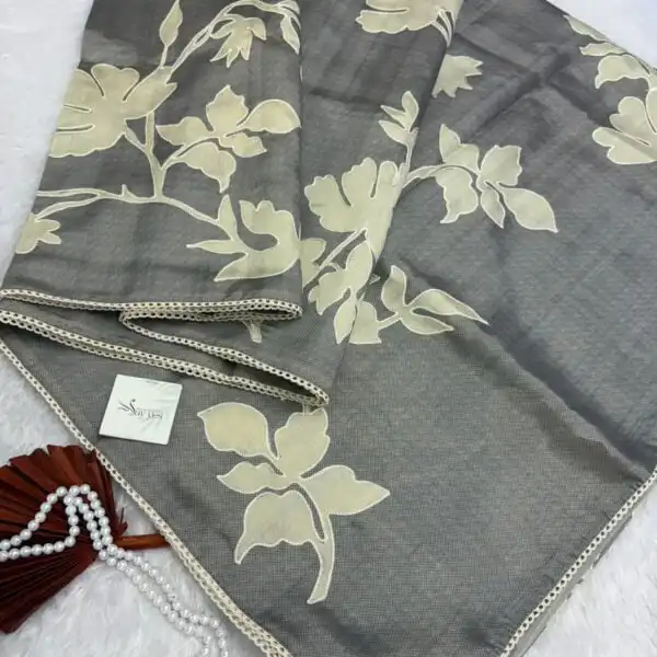 Vaarahi (Appliquéd Kota) - Pastel grey