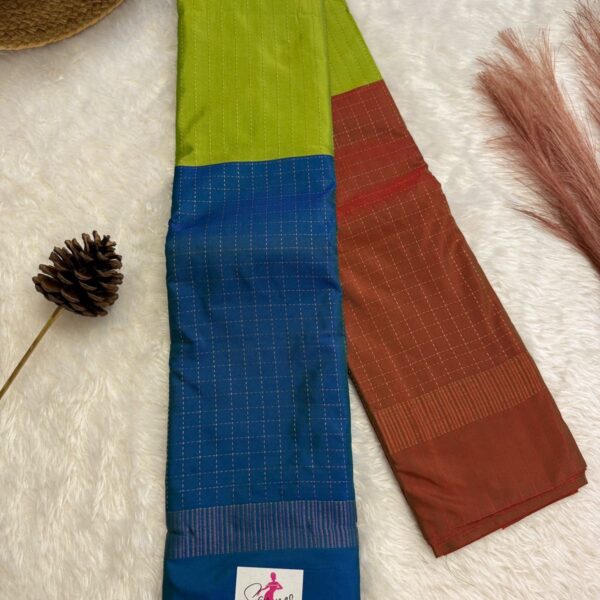 Tricolored semi silk saree - 001