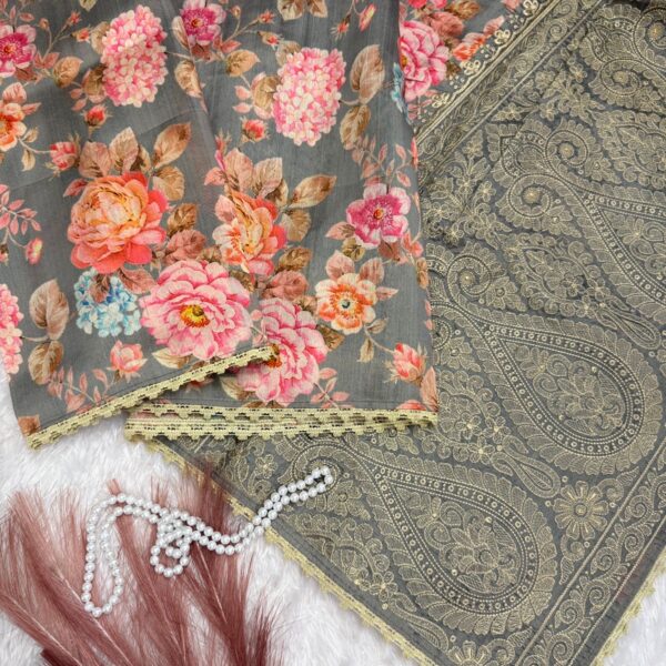 Gulmohar Gatha (saree) - Tale of blossom - Grey