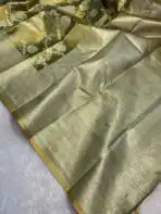 Svarna (Tissue Kancheevaram Silk) - Olive gold - Image 3
