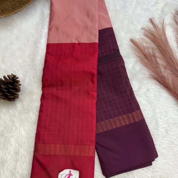 Tricolored semi silk saree - 003
