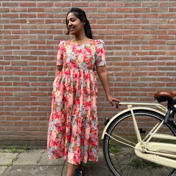 Garden bloom Tiered (feeding dress) - Tangerine