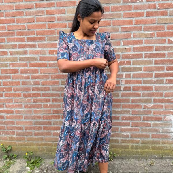 Garden bloom Tiered (feeding dress) - Indigo