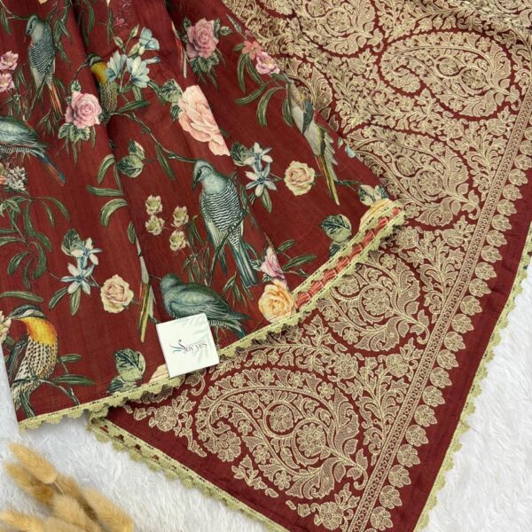 Gulmohar Gatha (saree) - Tale of blossoms - Maroon