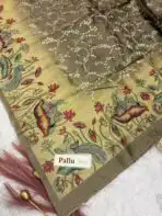 Varnika Vana (saree) - The painted forest - Olive brown - Image 3