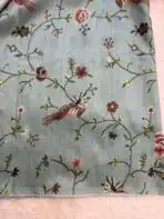 Printed Cross stitch on Tussar silk in Ice blue - Image 5
