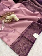 Raadhai (semi silk saree) - Mauve with violet - Image 2