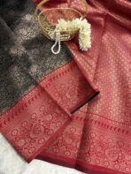Raadhai (semi silk saree) - Black with red