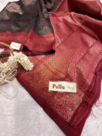 Raadhai (semi silk saree) - Black with red - Image 3