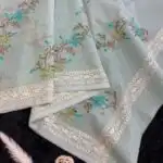 Light blue Kota silk saree with florals embroidered