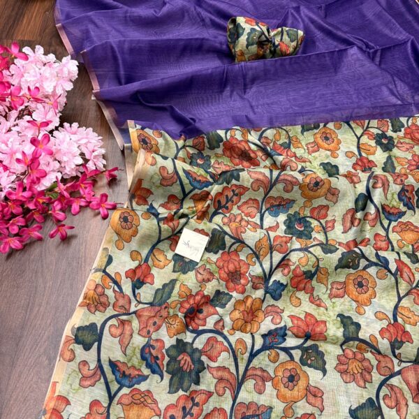 Chanderi cotton with Kalamkari - Violet