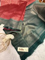 Raadhai (semi silk saree) - Red with bottle green - Image 3