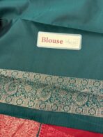 Raadhai (semi silk saree) - Red with bottle green - Image 4