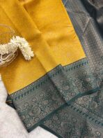 Raadhai (semi silk saree) - Yellow with Bottlegreen